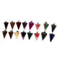 Gemstone Pendants Jewelry, Brass, with Gemstone, more colors for choice, 26x13x13mm, Sold By PC