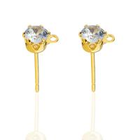 Cupronickel Earring Drop Component, with Cubic Zirconia, plated, faceted, more colors for choice, 4x11mm, Sold By PC