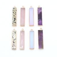 Gemstone Pendants Jewelry Natural Stone with Brass Rectangle gold color plated & Unisex Sold By PC