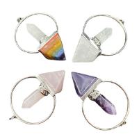 Bijoux Pendentifs en pierres gemmes, Pierre naturelle, avec alliage de zinc, Placage de couleur platine, différents matériaux pour le choix & unisexe, plus de couleurs à choisir, 65mm, Vendu par PC