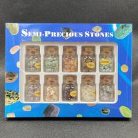 misto de pedras semi-preciosas Garrafa de desejo, with caixa de papel & rolha de madeira & Frasco de vidro, polido, unissex, cores misturadas, 175x130mm, vendido por box