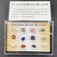 Edelsteen Mineralen Specimen, met Plastic Box, gepolijst, uniseks, gemengde kleuren, 85x60mm, Ca 12pC's/box, Verkocht door box