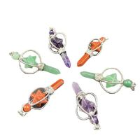 Gemstone Pendants Jewelry Natural Stone with Zinc Alloy platinum color plated & Unisex 63mm Sold By PC