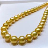 Akoya Zuchtperlen Halskette, für Frau, goldfarben, 9-12mm, Länge:ca. 15.75 ZollInch, verkauft von PC