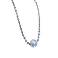 Akoya Cultured Pearls Necklace with 18K Gold platinum color plated for woman white 15.60mm Length Approx 15.75 Inch Sold By PC