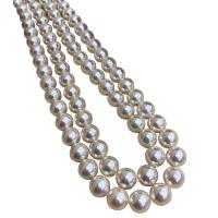 perles Akoya cultivées collier, Rond, pour femme, blanc, 8-9mm, Longueur:Environ 15.75 pouce, Vendu par PC