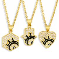 Cubic Zircon Micro Pave Brass Necklace with 1.97 extender chain gold color plated & micro pave cubic zirconia & enamel golden nickel lead & cadmium free Length 17.72 Inch Sold By PC