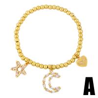 Cubic Zirconia Micro Pave Brass Bracelet gold color plated & micro pave cubic zirconia golden nickel lead & cadmium free Length 7.09 Inch Sold By PC