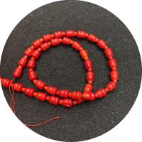Synthetic Coral Beads, Calabash, DIY, red, 6x10mm, Sold Per 14.96 Inch Strand
