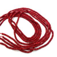 Perles de corail synthétiques, abaque, DIY, rouge, 2x3mm, Vendu par 14.96 pouce brin