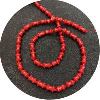 Perles de corail synthétiques, tambour, DIY, rouge, 5x10mm, Vendu par 14.96 pouce brin