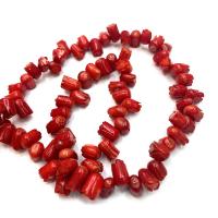 Contas de coral sintéticos, coral sintetico, Tulipa, DIY, vermelho, 4x7mm, vendido para 14.96 inchaltura Strand