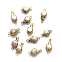 Freshwater Pearl Connector, with Tibetan Style, gold color plated, DIY, 10x20-12x30mm, 10PCs/Bag, Sold By Bag