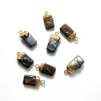 Freshwater Pearl Pendants, with Tibetan Style, Rectangle, gold color plated, DIY, 9x19mm, 10PCs/Bag, Sold By Bag