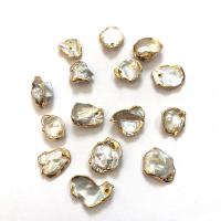 Ciondoli perle d'acqua dolci, perla d'acquadolce coltivata naturalmente, with lega in zinco, placcato color oro, DIY, bianco, 5-20mm, 10PC/borsa, Venduto da borsa