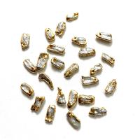 Pendentifs perles d'eau douce, perle d'eau douce cultivée, avec alliage de zinc, Placage de couleur d'or, DIY, blanc, 5x8-8x15mm, 10PC/sac, Vendu par sac