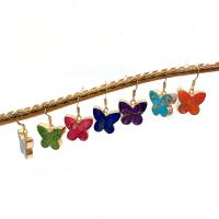 Impression Jaspis Tropfen Ohrring, mit Messing, Schmetterling, goldfarben plattiert, Modeschmuck, keine, 16x18mm, verkauft von Paar