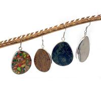 Gemstone Earrings, A pedra do rei, with cobre, cromado de cor prateada, joias de moda, Mais cores pare escolha, 26x35mm, vendido por par