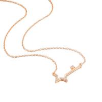 925 Sterling Silver Necklaces, with 1.96 inch extender chain, rose gold color plated, for woman & with rhinestone, 23x11mm, Length:Approx 15.74 Inch, Sold By PC