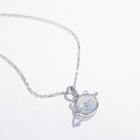 925 Sterling Silver Necklaces, with Gemstone, platinum color plated, for woman, 12x11mm, Length:Approx 15.74 Inch, Sold By PC
