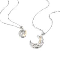 925 Sterling Silver Necklaces platinum color plated & for woman & enamel & with rhinestone Length Approx 15.74 Inch Sold By PC