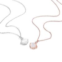 925 Sterling Silver Necklaces with Shell Shell plated for woman & with rhinestone Length Approx 15.74 Inch Sold By PC
