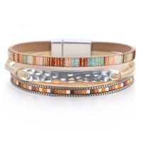 PU Leather Cord Bracelets with Zinc Alloy for woman & with rhinestone Sold By PC