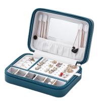 Multifunctional Jewelry Box PU Leather with Velveteen Rectangle portable & with mirror & for woman Sold By PC