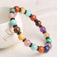 Gemstone Bracelets Natural Stone Unisex & radiation protection mixed colors 8mm Length 7.5 Inch Sold By PC