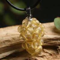 Rutilated Quartz Pendant, with Tibetan Style, Grape, golden, 20x11mm, Sold By PC