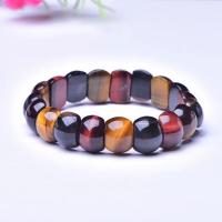 Natural Tiger Eye Bracelets, Natural Stone, with Cats Eye & Tiger Eye, radiation protection & for woman, mixed colors, 11x14mm, Length:7.5 Inch, Sold By PC