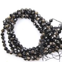 Crna Obsidian perle, zlato Obsidian, Krug, Star Cut Faceted & možete DIY, miješana boja, Prodano Per 38 cm Strand