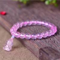 quartz rose bracelet, antifatigue & pour femme, rose, 8-9mm, Longueur:7.5 pouce, Vendu par PC