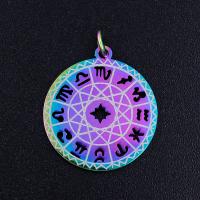 Stainless Steel Pendants, colorful plated, fashion jewelry & DIY & with constellation symbols, multi-colored, 25x19mm, 5PCs/Bag, Sold By Bag
