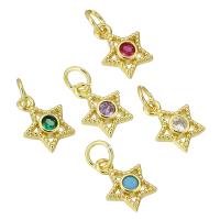 Cubic Zirconia Brass Pendants Star gold color plated fashion jewelry & DIY & micro pave cubic zirconia & for woman Approx 4mm Sold By Lot