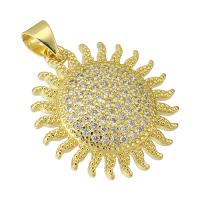 Cubic Zirconia Micro Pave Brass Pendant, Sunflower, gold color plated, fashion jewelry & DIY & micro pave cubic zirconia & for woman, golden, 20x21x4mm, Hole:Approx 4mm, 10PCs/Lot, Sold By Lot