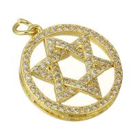 Cubic Zirconia Micro Pave Brass Pendant, Hexagram, gold color plated, fashion jewelry & DIY & micro pave cubic zirconia & for woman, golden, 19x21x4mm, Hole:Approx 3mm, 10PCs/Lot, Sold By Lot