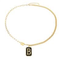 Titanium Steel Necklace with 1.97Inch extender chain Letter B plated with letter pattern & for woman Length Approx 27.17 Inch Sold By PC