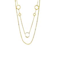 Titanium stål halskæde, med Messing, med 1.97Inch extender kæde, Runde, guldfarve belagt, Dobbelt lag & for kvinde, 10mm, Længde Ca. 15.75 inch, Solgt af PC