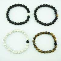 Gemstone Bracelets, Natural Stone, Round, different materials for choice & Unisex, more colors for choice, 8mm, Length:Approx 7.48 Inch, Sold By PC