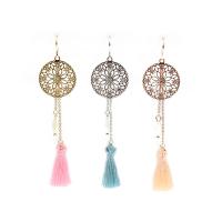 Fashion Fringe Earrings, Brass, with Shell Pearl, brass earring hook, plated, for woman, more colors for choice, 76mm, Sold By Pair