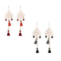 Fashion Fringe Earrings Brass brass earring hook plated for woman 58mm Sold By Pair