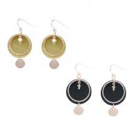 Brass Drop Earring, with Acetate, Round, rose gold color plated, for woman, more colors for choice, 25x50mm, Sold By Pair