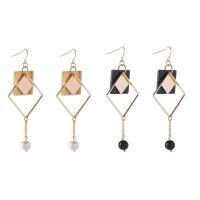 Brass Drop Earring with Acetate rose gold color plated for woman Sold By Pair