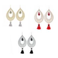 Fashion Fringe Earrings Brass with Cubic Zirconia brass earring hook Teardrop plated for woman Sold By Pair