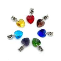 Crystal Tibetan Style Necklace, with Tibetan Style, Heart, silver color plated, DIY, more colors for choice, 14x25mm, Sold By PC