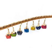 Jaspis impresyjny Kolczyk łezka, ze Mosiądz, Sześciokąt, Platerowane w kolorze złota, biżuteria moda, dostępnych więcej kolorów, 9mm, sprzedane przez para