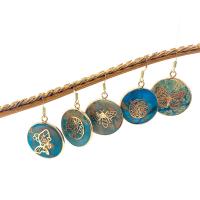 Koreite Drop Earring with Brass Round gold color plated fashion jewelry blue 26mm Sold By Pair