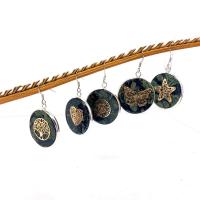 Kambaba Jasper Drop Earring, with Brass, Round, plated, fashion jewelry & different styles for choice, 26mm, Sold By Pair
