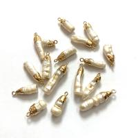 Colgantes de Perlas Freshwater, Perlas cultivadas de agua dulce, con aleación de zinc, chapado en color dorado, Joyería, Blanco, 5-35mm, 5PC/Bolsa, Vendido por Bolsa